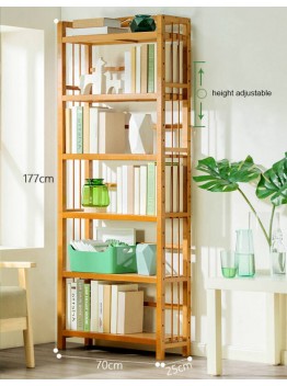 6 Tier Simplistic Bamboo Bookshelf New