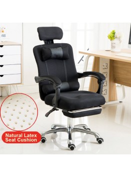 Latex Office Chair with Footrest Black