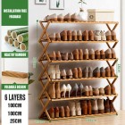 6 Tier Bamboo Foldable Shoe Rack Organiser 100x100cm