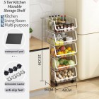 5 Tier Kitchen Movable Storage Shelf Kitchen Trolley Organiser