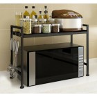 Kitchen Adjustable Microwave Shelf 43-63cm Black