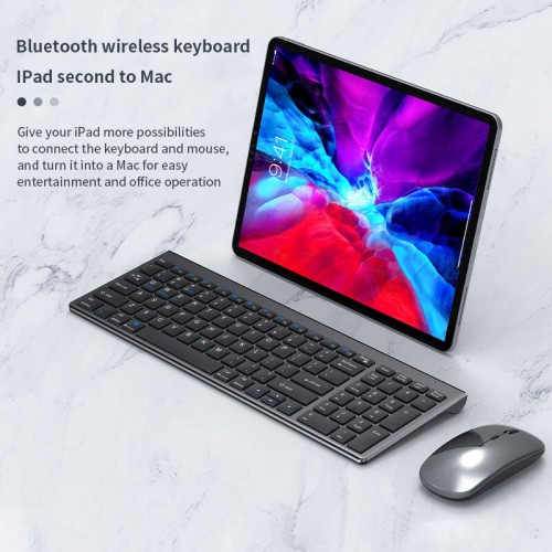 Silent 2.4G / Bluetooth Wireless Keyboard Mouse Set - Space Grey