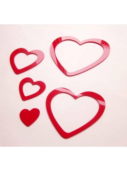 5PCs 3D Wall Decoration - Heart Red