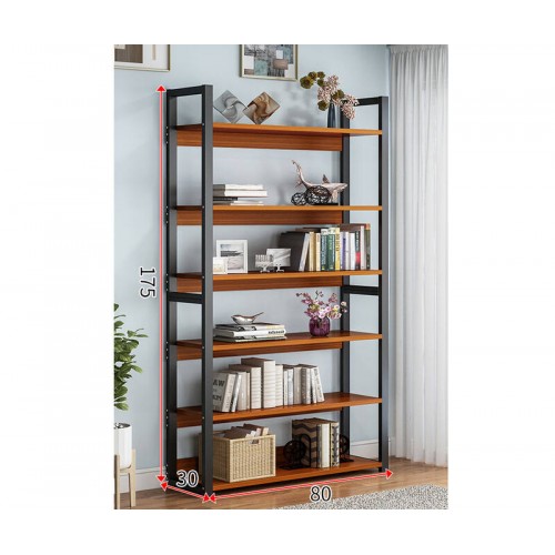 6 Tiers Simplistic Storage Shelf Black 175x80cm