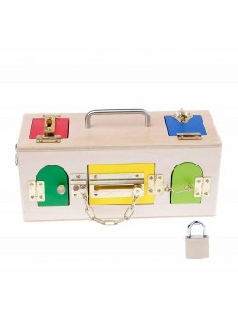 Kid's Wooden Play Colorful Lock Box
