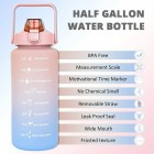 2000ml Outdoor Sports Reminder Time Water Bottle Pink Blue