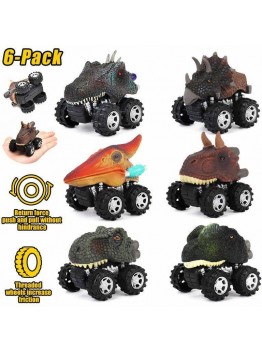 6 Pack Pull Back Dinosaur Toys Monster SUV Set