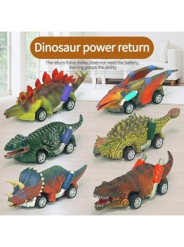 6 Pack Pull Back Dinosaur Toys Race Car Set