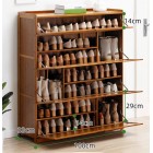 7 Tier Bamboo Shoe Rack Cabinet with Folding Doors 115x100cm