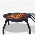 55cm Firepit 2-in-1 Foldable Wood Burning Backyard Round Heater BBQ