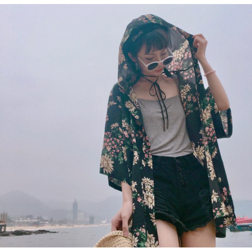 2018 new summer japan style UVA/UVB beach hooded beach coat