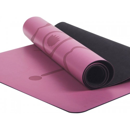 Primium Yoga Mat With Position Line Non-Slip Mat Pink