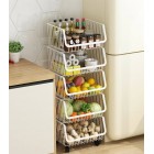 5 Tier Kitchen Movable Storage Shelf Kitchen Trolley Organiser