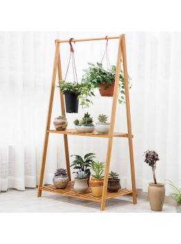 2 Tiers Bamboo Foldable Artists Flower Planter Rack Shelves