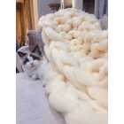 Large Warm Handmade Chunky Knitted Blanket Wool Thick Line Yarn Peach100*120