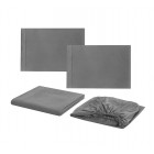 4PCs High-Quality Fitted Sheet set Grey Queen size