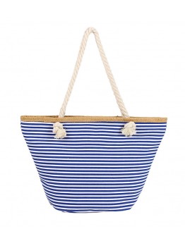 Ladies large striped summer beach bag Blue stripe
