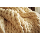 Large Warm Handmade Chunky Knitted Blanket Wool Thick Line Yarn Peach100*120
