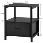 Modern Bedside Table with Drawer - Black