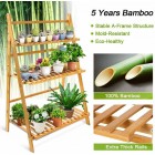 Bamboo Ladder Plant Stand 3-Tier Foldable Organiser 70x40x96cm