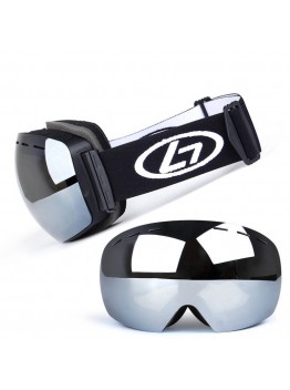 Anti-fog UV Ski Snowboard Goggles Windproof Glasses - Black/Silver