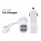 Dual USB Car Charger 1A / 2A Output - White