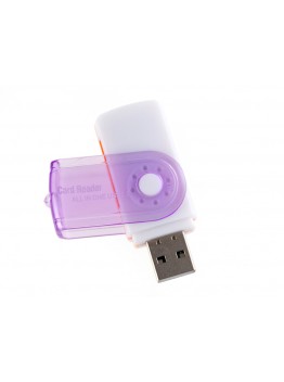 Potable High-speed 4 in 1 Rotating USB 2.0 Memory Card Reader Purple