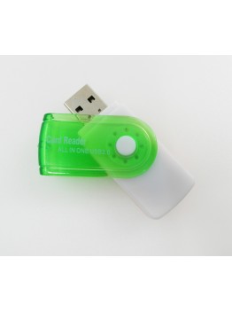 Rotating USB 2.0 Media Cards Reader - Green