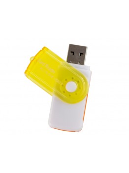 Rotating USB 2.0 Media Cards Reader - Yellow