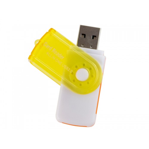 Rotating USB 2.0 Media Cards Reader - Yellow