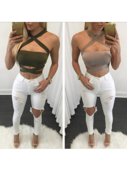 amazon ebay hot sale bandage chest wrap sexy silk top only size S/M