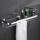 Chrome Glass Shelf with Towel Rail 80cm drilling / no drilling