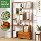 Geometry Bamboo Bookshelf with Drawers