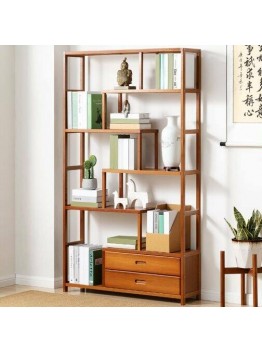 Geometry Bamboo Bookshelf with Drawers