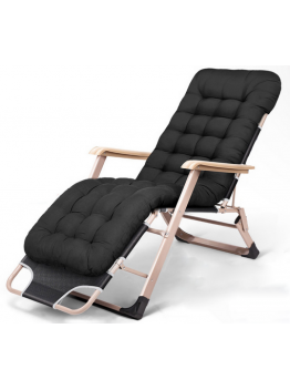 Premium Padded Reclining Cushion Sturdy Foldable Lounger Chair Black