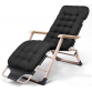 Premium Padded Reclining Cushion Sturdy Foldable Lounger Chair Black