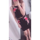 amazon ebay hot sale embroidery flower vest + mini skirt suit