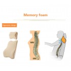 Memory Form Lumbar Back Support  Waist Cushion and Headrest Pillow - BEIGE