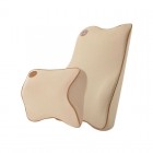 Memory Form Lumbar Back Support  Waist Cushion and Headrest Pillow - BEIGE