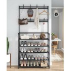 Shoes Rack with Clothes Hanging - Black New