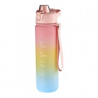 1100ml Outdoor Sports Reminder Time Water Bottle Pink Rainbow