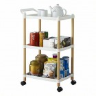 3 Tier Kitchen Trolley Storage Organiser with Handle White