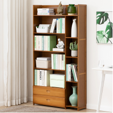 6 Tiers Bamboo Storage shelf with drawers 95cm Bookslef
