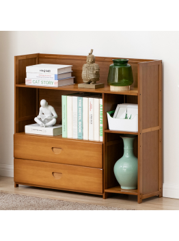Bamboo 3 Tiers Simplistic Storage shelf with drawers 95cm