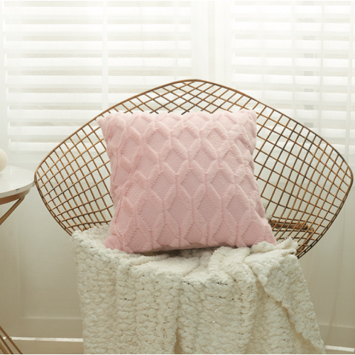 3D Rhombus Plush Cushion Light Pink