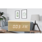 Wooden Style Wireless Charger Clock Thermometer