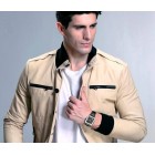 MEGIR Rectangle Auto Date Chronograph Leather Men Quartz Wrist Watches BLACK