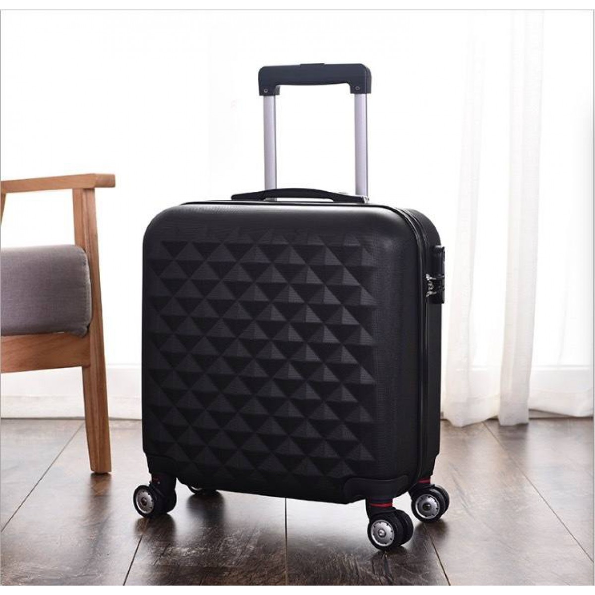 18+14 inch 2piece Luggage 2set Expandable Hard Side ABS Spinner Black ...